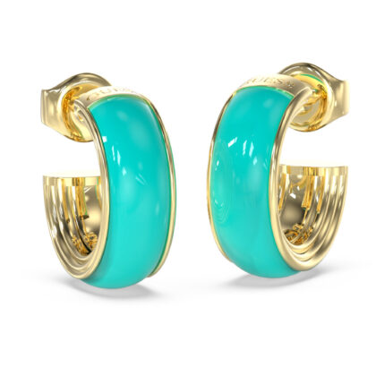 GUESS STEEL VIVA SOLEIL JUBE06155JWYGTQT/U Σκουλαρίκια Χρυσά Με Τιρκουάζ Σμάλτο