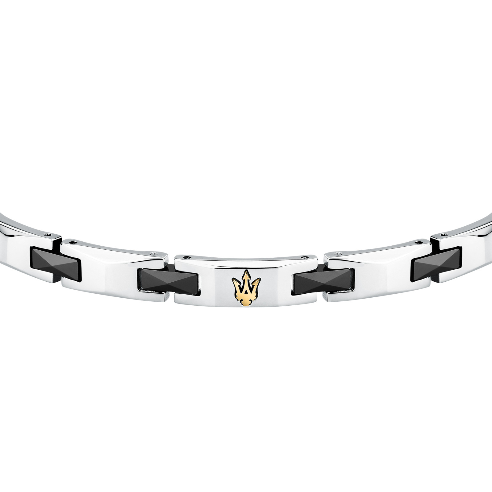 MASERATI CERAMIC JM424ATZ49 Ανδρικό Βραχιόλι Δίχρωμο Με Χρυσή Τρίαινα - Image 2