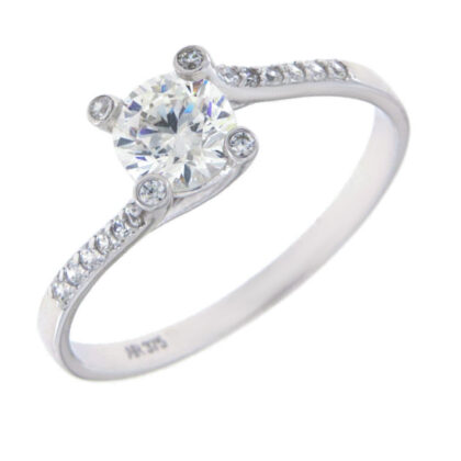 Δαχτυλίδι μονόπετρο με λευκά ζιργκόν λευκόχρυσο Κ9 – RNG1787