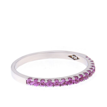 Δαχτυλίδι σειρέ λευκόχρυσο με ροζ ζαφείρια Κ18 – RNB1192