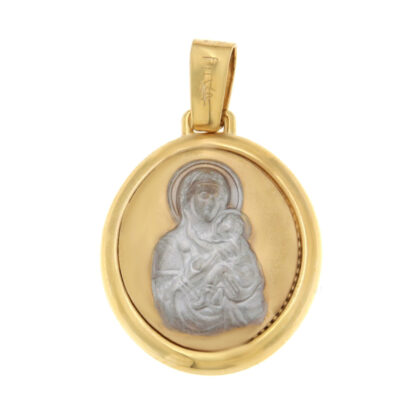 Φυλαχτό με Παναγία και Χριστούλη δίχρωμο K9 – PAN244