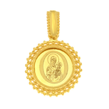Φυλαχτό με την Παναγιά και τον Χριστούλη χρυσό K9 – KON196