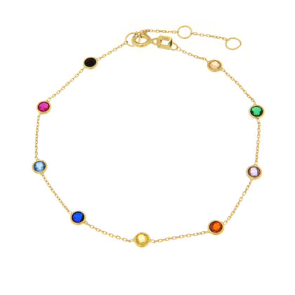 Βραχιόλι μοντέρνο με πολύχρωμα ζιργκόν χρυσό Κ14 – BRAX632