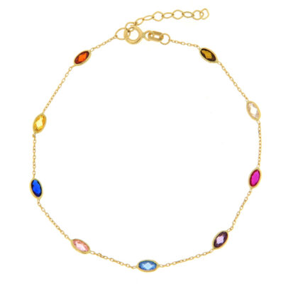 Βραχιόλι μοντέρνο με πολύχρωμα ζιργκόν χρυσό Κ14 – BRAX633