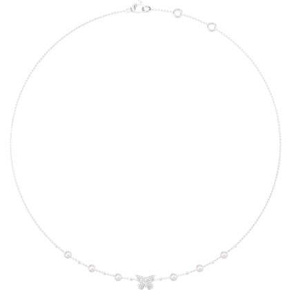 GUESS STEEL BORBOLETA JUBN06125JWRHT/U Κολιέ Ασημένιο Με Πέρλες Και Πεταλούδα