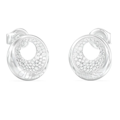 GUESS STEEL MOON DROPS JUBE06247JWRHT/U Σκουλαρίκια Ασημένια Με Πέτρες Και Λογότυπο