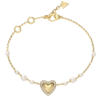 GUESS STEEL BELOVED JUBB06009JWYGL Βραχιόλι Χρυσό Με Καρδιά Με Πέρλες