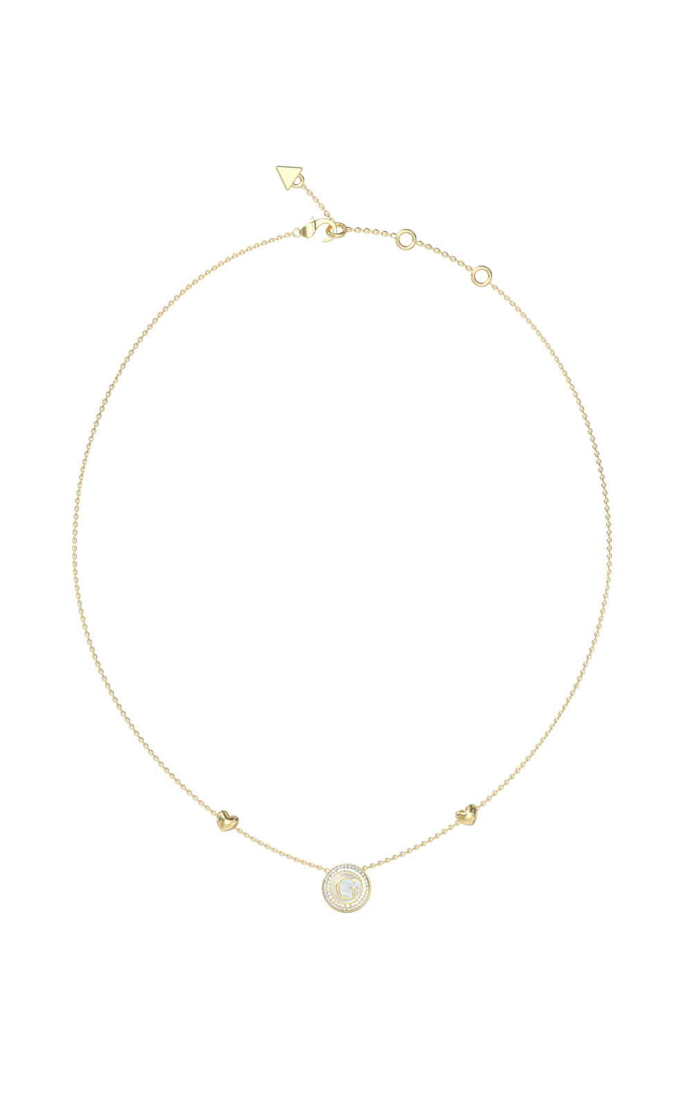 GUESS STEEL G TALISMAN JUBN06201JWYGT/U Κολιέ Χρυσό Με Καρδιές Και Λογότυπο