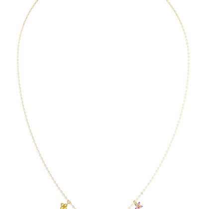 GUESS STEEL SECRET GARDEN JUBN06032JWYGMCT/U Κολιέ Χρυσό Με Πολύχρωμα Λουλούδια Και Λογότυπο