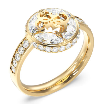 GUESS STEEL 4G SUPREME JUBR06394JWYG-No.54 Δαχτυλίδι Χρυσό Με Πέτρες Και Λογότυπο