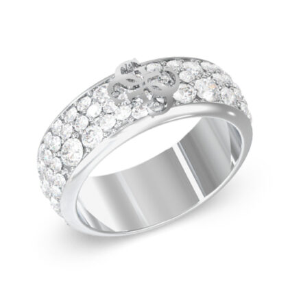 GUESS STEEL 4G SUPREME JUBR06403JWRH-No.58 Δαχτυλίδι Ασημένιο Με Πέτρες Και Λογότυπο