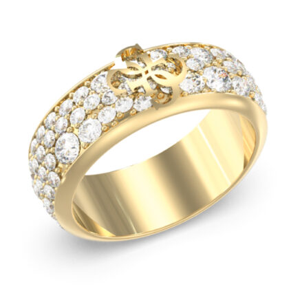 GUESS STEEL 4G SUPREME JUBR06403JWYG-No.58 Δαχτυλίδι Χρυσό Με Πέτρες Και Λογότυπο