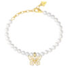 GUESS STEEL BORBOLETA JUBB06124JWYGL Βραχιόλι Με 'Ασπρες Πέρλες Και Πεταλούδα