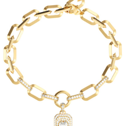 GUESS STEEL CRYSTAL LOVE JUBB06348JWYGL Βραχιόλι Χρυσό Με Καρδιά Με Πέτρες