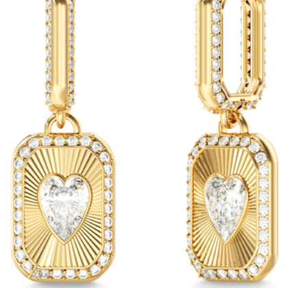 GUESS STEEL CRYSTAL LOVE JUBE06354JWYGT/U Σκουλαρίκια Χρυσά Με Καρδιά Με Πέτρες