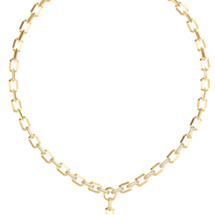GUESS STEEL CRYSTAL LOVE JUBN06347JWYGPKT/U Κολιέ Χρυσό Με Κρεμαστή Καρδιά