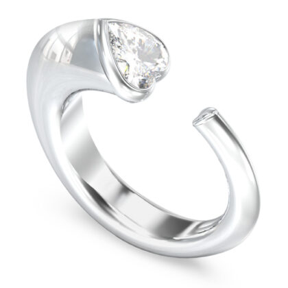 GUESS STEEL CRYSTAL LOVE JUBR06362JWRH-No.56 Δαχτυλίδι Ασημένιο Με Καρδιά