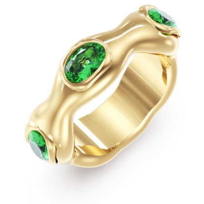 GUESS STEEL DIVINE JUBR06313JWYGGN-No.54 Δαχτυλίδι Χρυσό Με Πράσινες Πέτρες