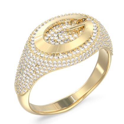 GUESS STEEL G CAMDEN JUBR06335JWYG-No.54 Δαχτυλίδι Χρυσό Με Πέτρες Και Λογότυπο