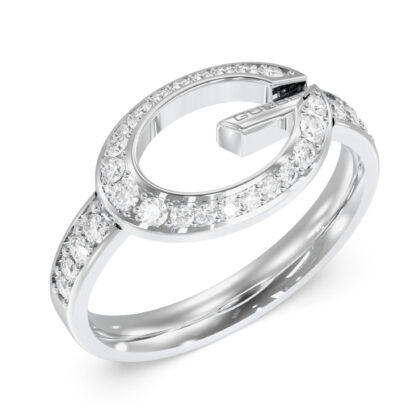 GUESS STEEL G CAMDEN JUBR06339JWRH-No.56 Δαχτυλίδι Ασημένιο Με Λογότυπο Και Πέτρες