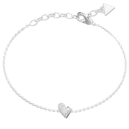 GUESS STEEL GOLDEN LOVE JUBB06449JWRHL Βραχιόλι Ασημένιο Με Καρδιά Με Πέτρες