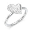 GUESS STEEL GOLDEN LOVE JUBR06452JWRH-No.56 Δαχτυλίδι Ασημένιο Με Καρδιά Με Πέτρες
