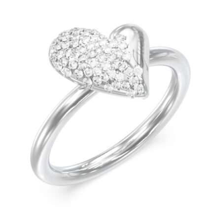 GUESS STEEL GOLDEN LOVE JUBR06452JWRH-No.56 Δαχτυλίδι Ασημένιο Με Καρδιά Με Πέτρες