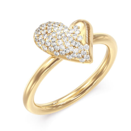 GUESS STEEL GOLDEN LOVE JUBR06452JWYG-No.56 Δαχτυλίδι Χρυσό Με Καρδιά Με Πέτρες