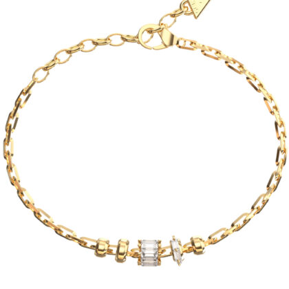 GUESS STEEL LES BAGUETTES JUBB06329JWYGL Βραχιόλι Χρυσό Με Πέτρες