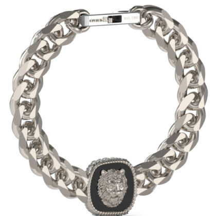 GUESS STEEL LION KING JUMB04001JWSTBKS Βραχιόλι Ασημένιο Με Λιοντάρι