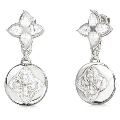GUESS STEEL SPINNING BLOOM JUBE06470JWRHT/U Σκουλαρίκια Ασημένια Με Πέτρες