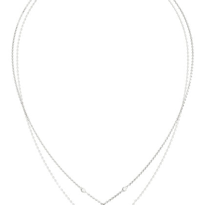 GUESS STEEL SPINNING BLOOM JUBN06468JWRHT/U Κολιέ Ασημένιο Με Διπλή Αλυσίδα Με Σχέδια Με Πέτρες