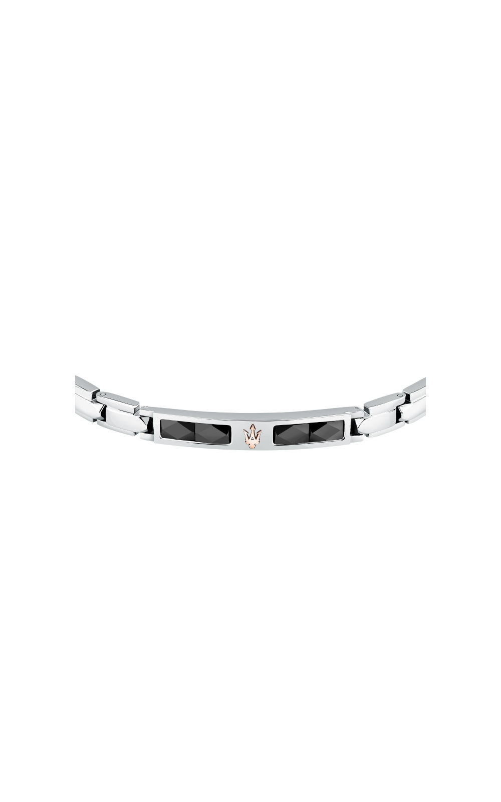 MASERATI CERAMIC JM224ATZ40 Ανδρικό Βραχιόλι Δίχρωμο Με Ροζ Χρυσή Τρίαινα - Image 2