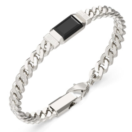 GUESS STEEL BARRIO JUMB06067JWSTBKS Βραχιόλι Ασημένιο Με Μαύρη Ταυτότητα