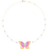 GUESS STEEL BORBOLETA JUBN06111JWYGMCT/U Κολιέ Χρυσό Με Πέρλες Και Πολύχρωμη Πεταλούδα