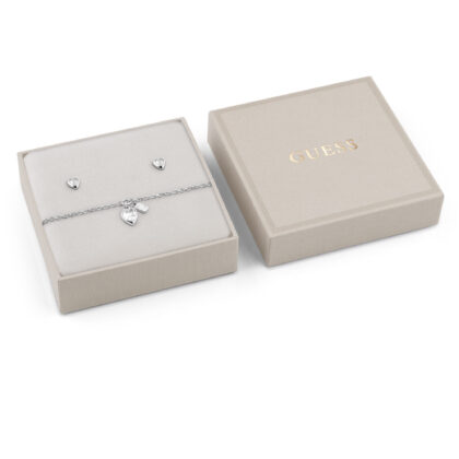 GUESS STEEL CRYSTAL LOVE JUBS06052JWRHS Κουτάκι Με Ασημένιο Βραχιόλι Και Σκουλαρίκια