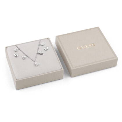 GUESS STEEL GOLDEN LOVE JUBS06077JWRHT/U Κουτάκι Με Ασημένιο Κολιέ Και Σκουλαρίκια