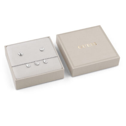 GUESS STEEL GOLDEN LOVE JUBS06078JWRHS Κουτάκι Με Ασημένιο Βραχιόλι Και Σκουλαρίκια