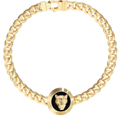 GUESS STEEL GUESS PANTHER JUMB06086JWYGS Βραχιόλι Χρυσό Με Πάνθηρα Και Λογότυπο