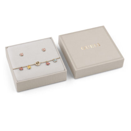 GUESS STEEL SECRET GARDEN JUBS06060JWYGMCS Κουτάκι Με Χρυσό Βραχιόλι Και Σκουλαρίκια