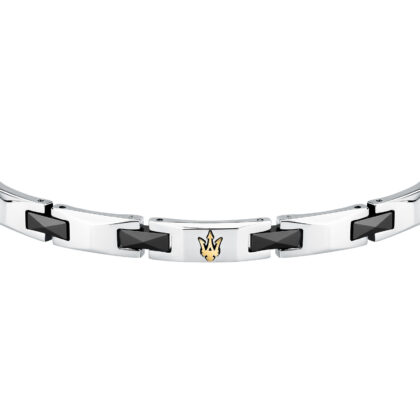 Alternative view of MASERATI CERAMIC JM424ATZ49 Ανδρικό Βραχιόλι Δίχρωμο Με Χρυσή Τρίαινα