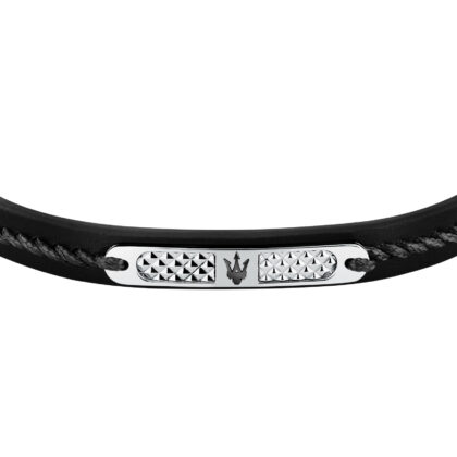Alternative view of MASERATI RECYCLED LEATHER JM525AVE29 Βραχιόλι Μαύρο Δερμάτινο