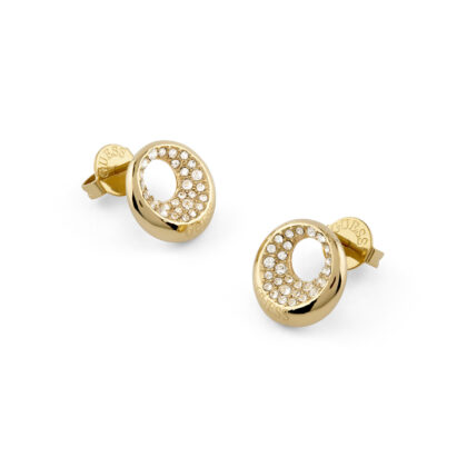 Alternative view of GUESS STEEL MOON DROPS JUBE06247JWYGT/U Σκουλαρίκια Χρυσά Με Πέτρες Και Λογότυπο