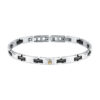 MASERATI CERAMIC JM424ATZ49 Ανδρικό Βραχιόλι Δίχρωμο Με Χρυσή Τρίαινα