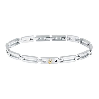 MASERATI ICONIC JM424AVD74 Ανδρικό Βραχιόλι Ασημένιο Με Χρυσή Τρίαινα