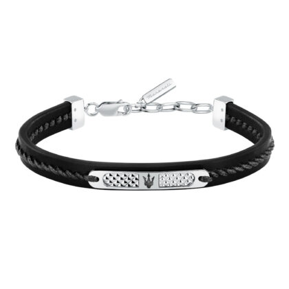 MASERATI RECYCLED LEATHER JM525AVE29 Βραχιόλι Μαύρο Δερμάτινο
