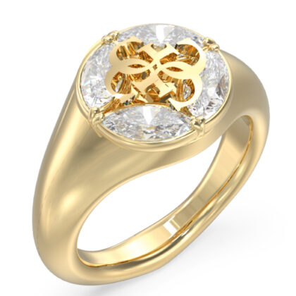 GUESS STEEL 4G SUPREME JUBR06400JWYG-No.56 Δαχτυλίδι Χρυσό Με Πέτρες Και Λογότυπο