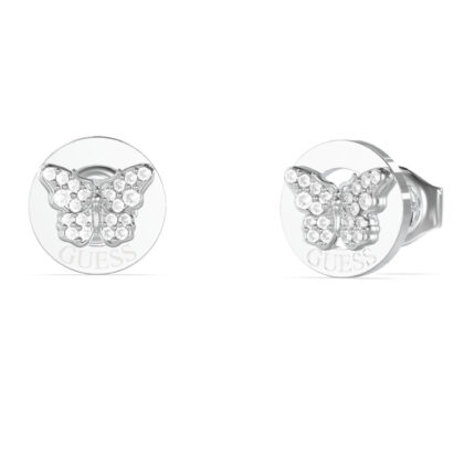 GUESS STEEL BORBOLETA JUBE06136JWRHT/U Σκουλαρίκια Ασημένια Με Πεταλούδες Με Πέτρες