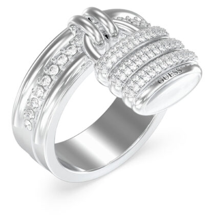 GUESS STEEL GUESS MY SECRET JUBR05408JWRH-No.56 Δαχτυλίδι Ασημένιο Με Λουκετάκι Με Πέτρες