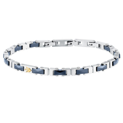 MASERATI CERAMIC JM226ATZ82 Βραχιόλι Κεραμικό Δίχρωμο Με Χρυσό Λογότυπο